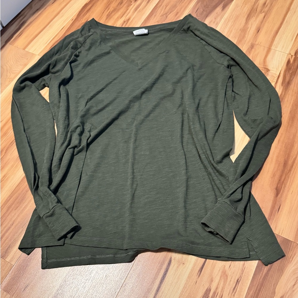 PINK | Plain Military Green Long Sleeve Tee - Picture 2 of 4